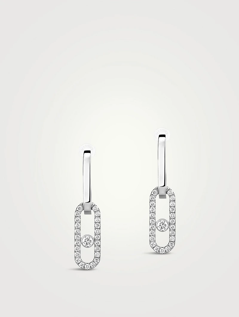 Move Link 18K White Gold Transformable Earrings With Diamonds