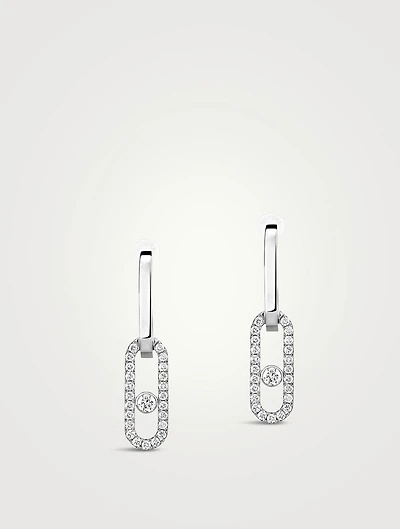 Move Link 18K White Gold Transformable Earrings With Diamonds
