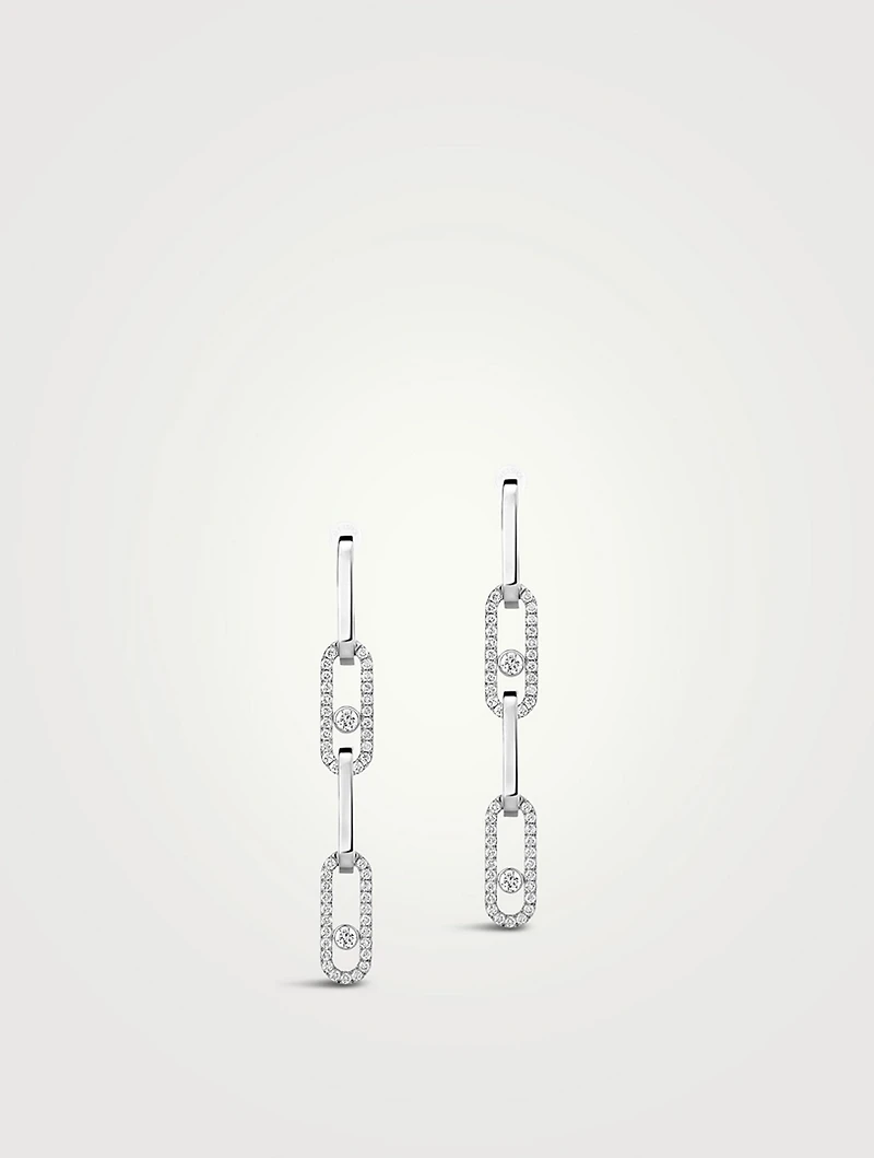 Move Link 18K White Gold Transformable Earrings With Diamonds