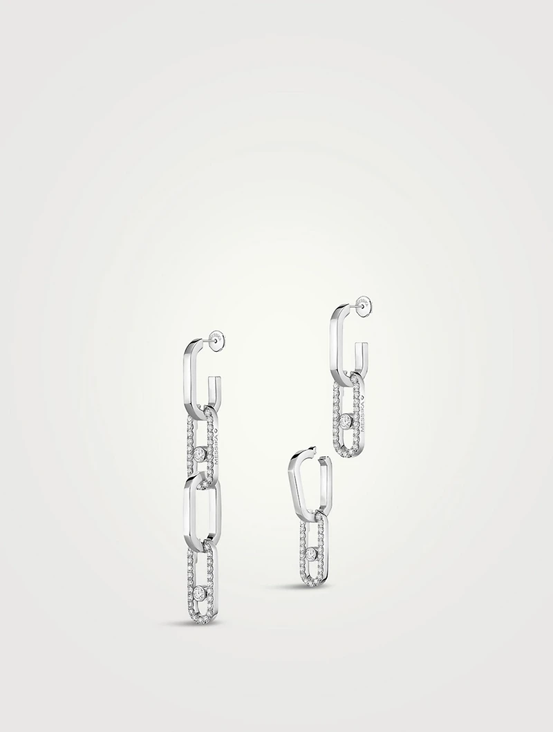 Move Link 18K White Gold Transformable Earrings With Diamonds