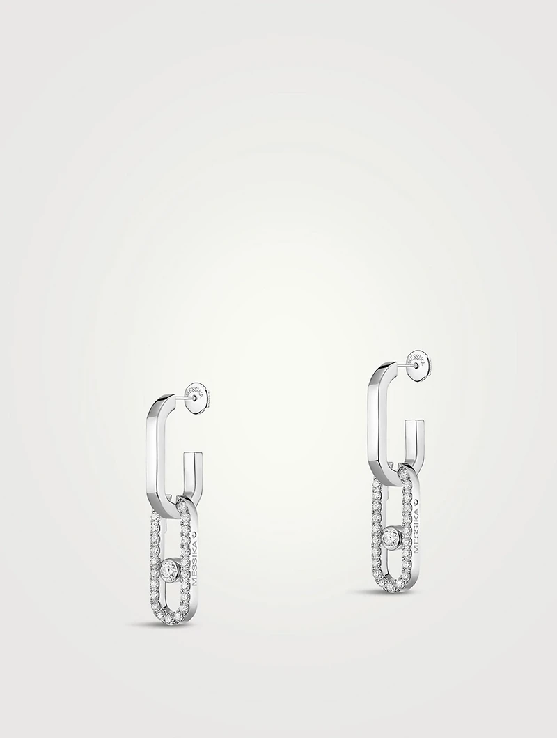 Move Link 18K White Gold Transformable Earrings With Diamonds