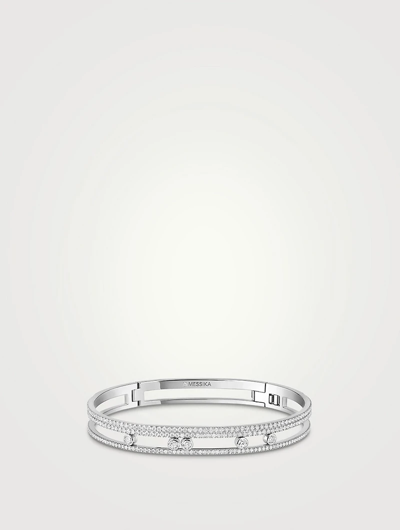 Move Romane 18K White Gold Bangle Bracelet With Pavé Diamonds