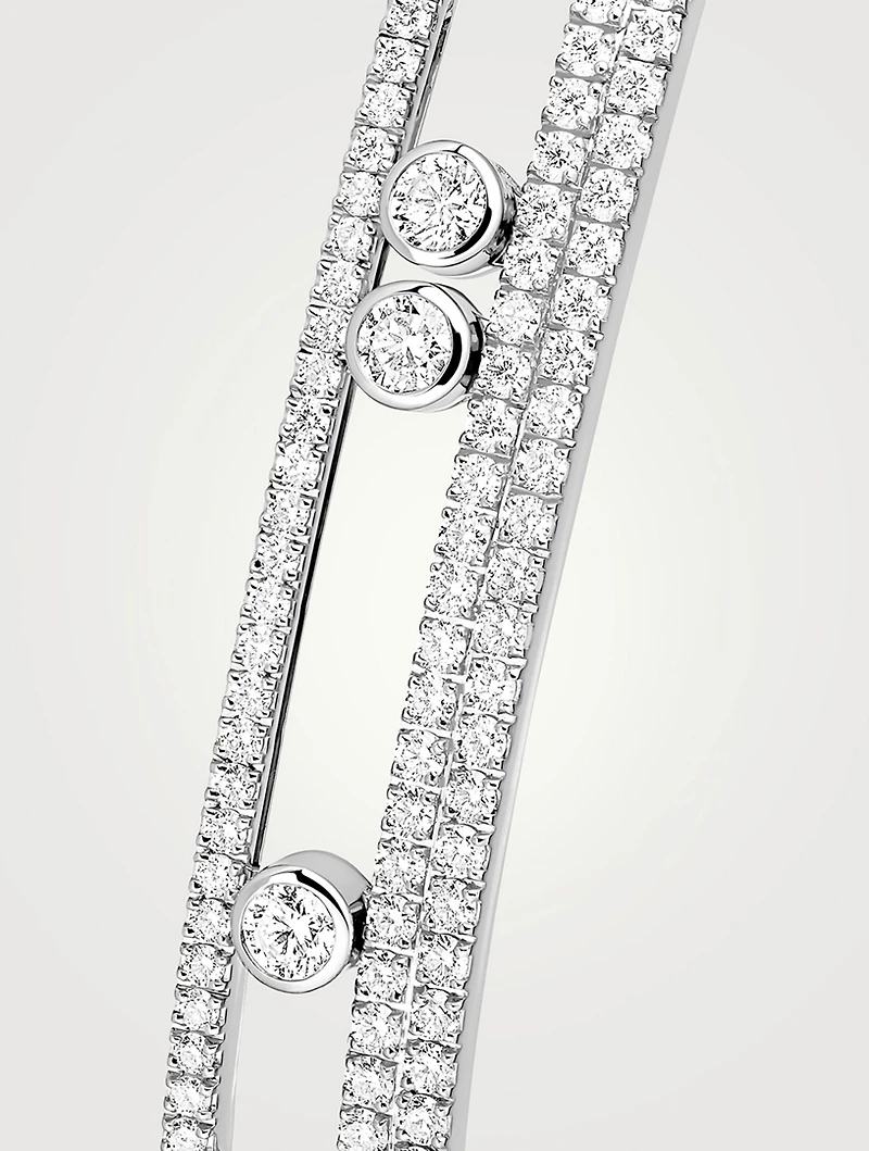 Move Romane 18K White Gold Bangle Bracelet With Pavé Diamonds