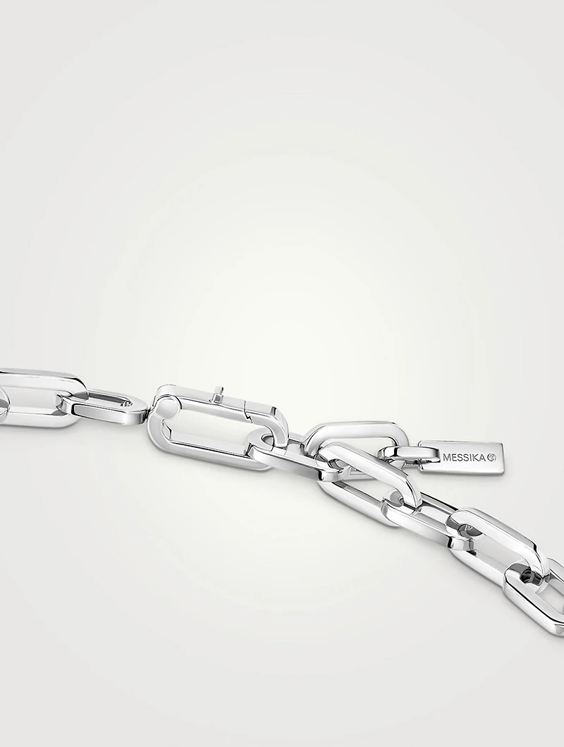 Move Link 18K White Gold Necklace With Pavé Diamonds