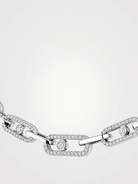 Move Link 18K White Gold Necklace With Pavé Diamonds