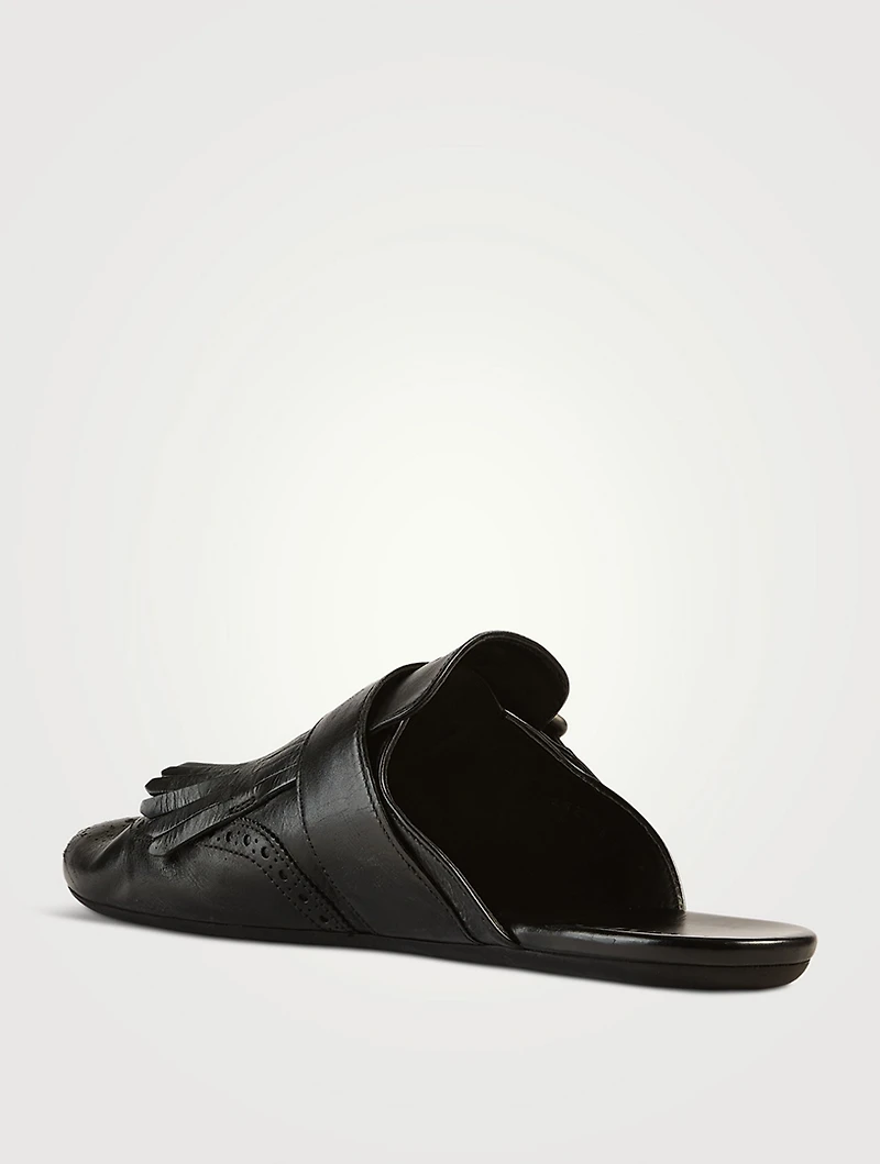Shuffle Fringed Leather Mules