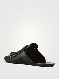 Shuffle Fringed Leather Mules