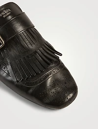 Shuffle Fringed Leather Mules