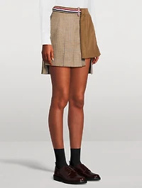 Mixed-Media Pleated Mini Skirt