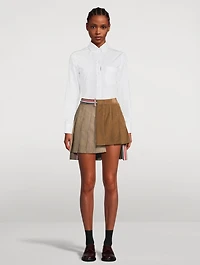 Mixed-Media Pleated Mini Skirt