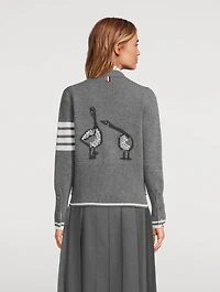 Geese Jacquard Wool Cardigan
