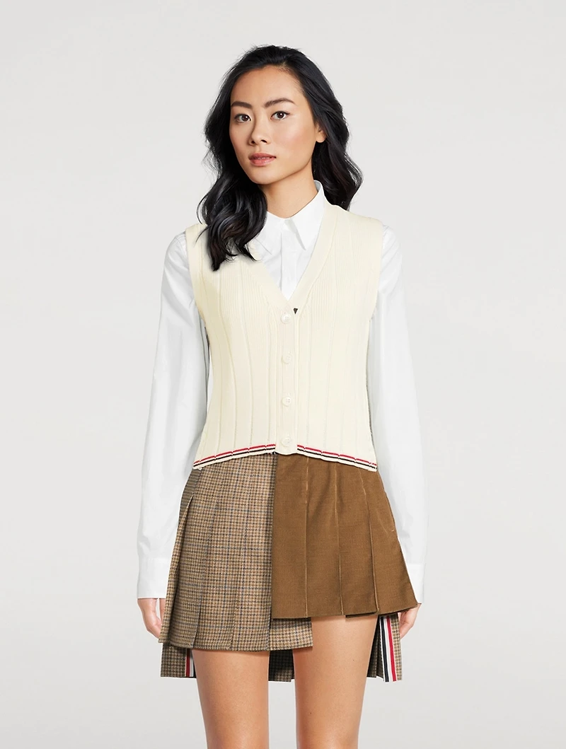 Ribbed Merino Wool Sweater Vest