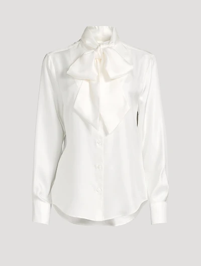 Silk Twill Bow-Collar Shirt
