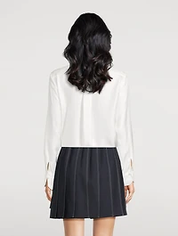 Silk Twill Bow-Collar Shirt