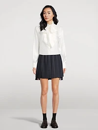 Silk Twill Bow-Collar Shirt