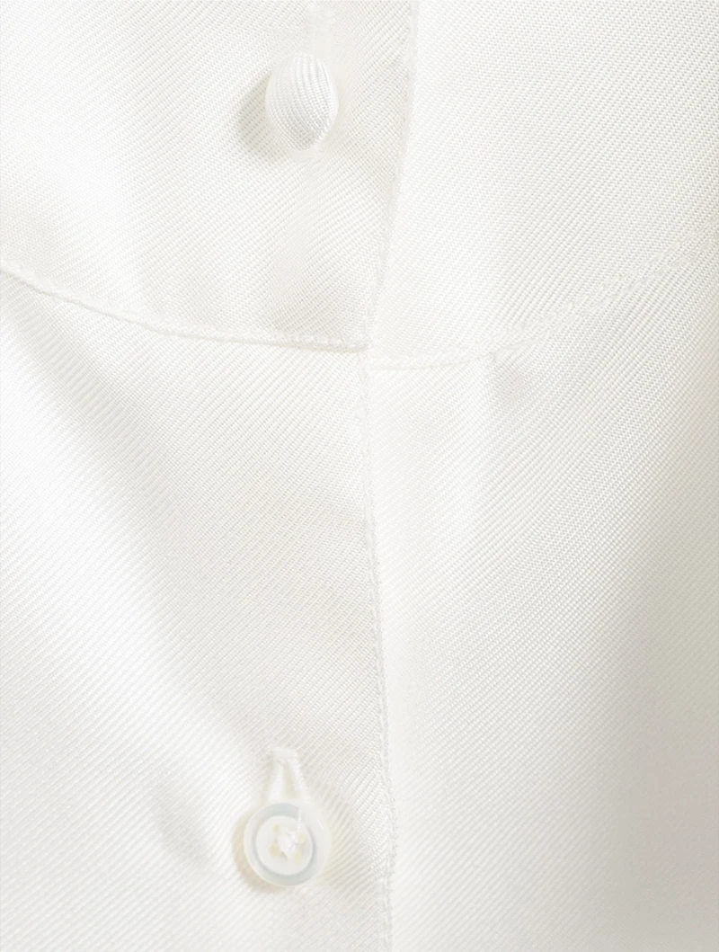Silk Twill Bow-Collar Shirt
