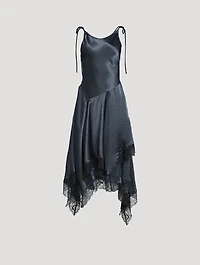 Asymmetric Satin Midi Dress