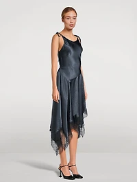 Asymmetric Satin Midi Dress