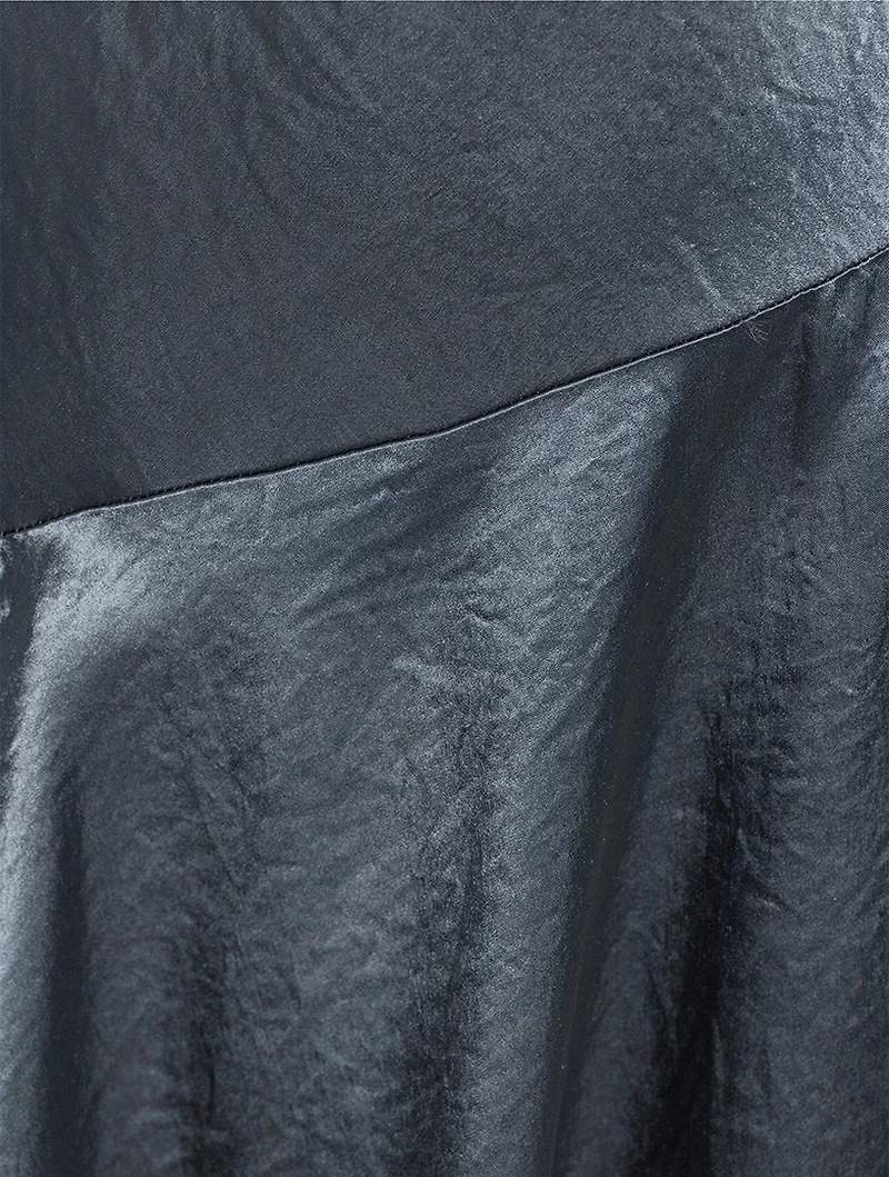 Asymmetric Satin Midi Dress