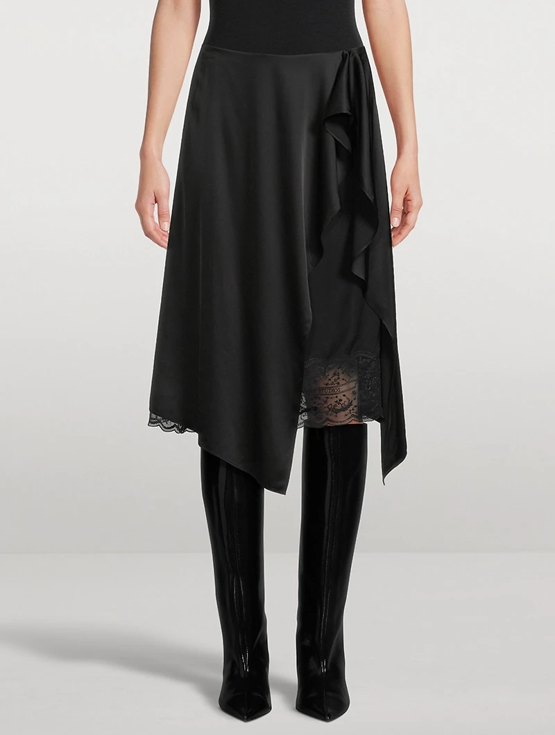Layered Satin Midi Skirt