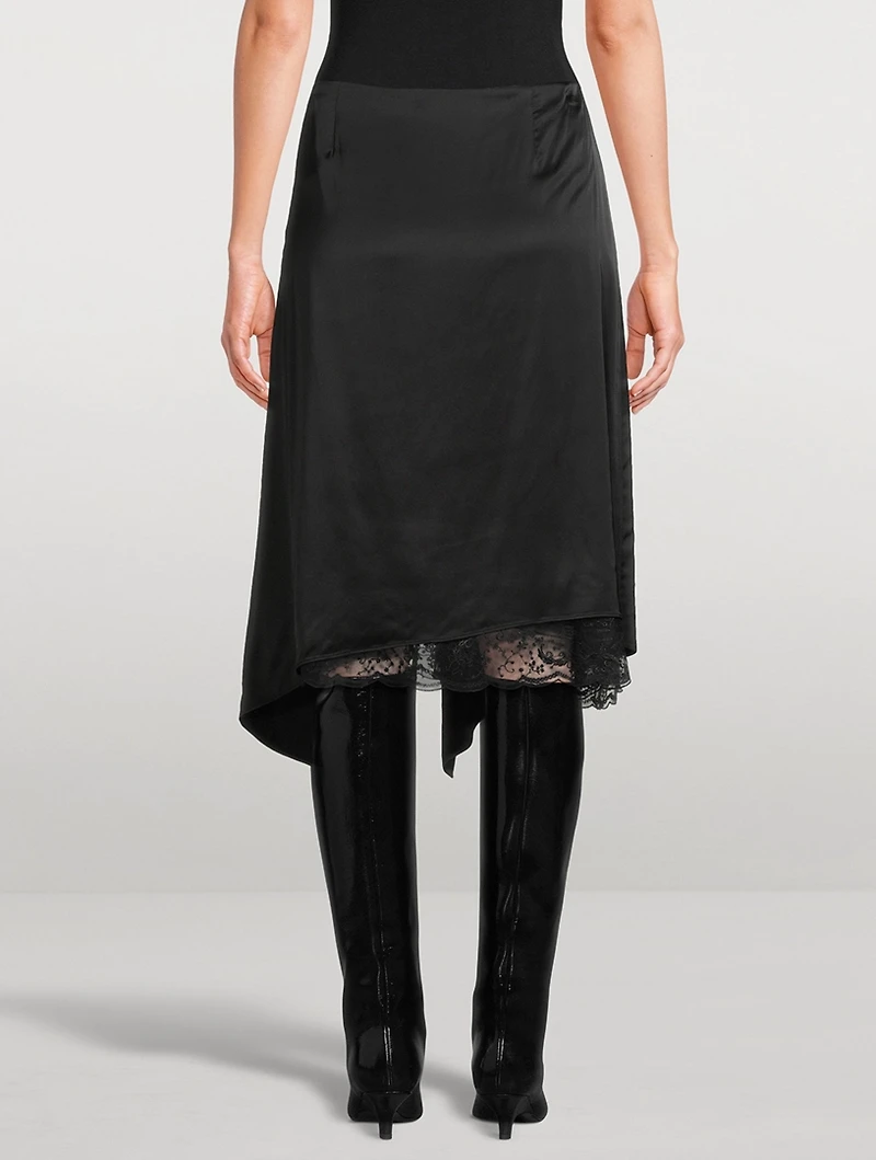 Layered Satin Midi Skirt