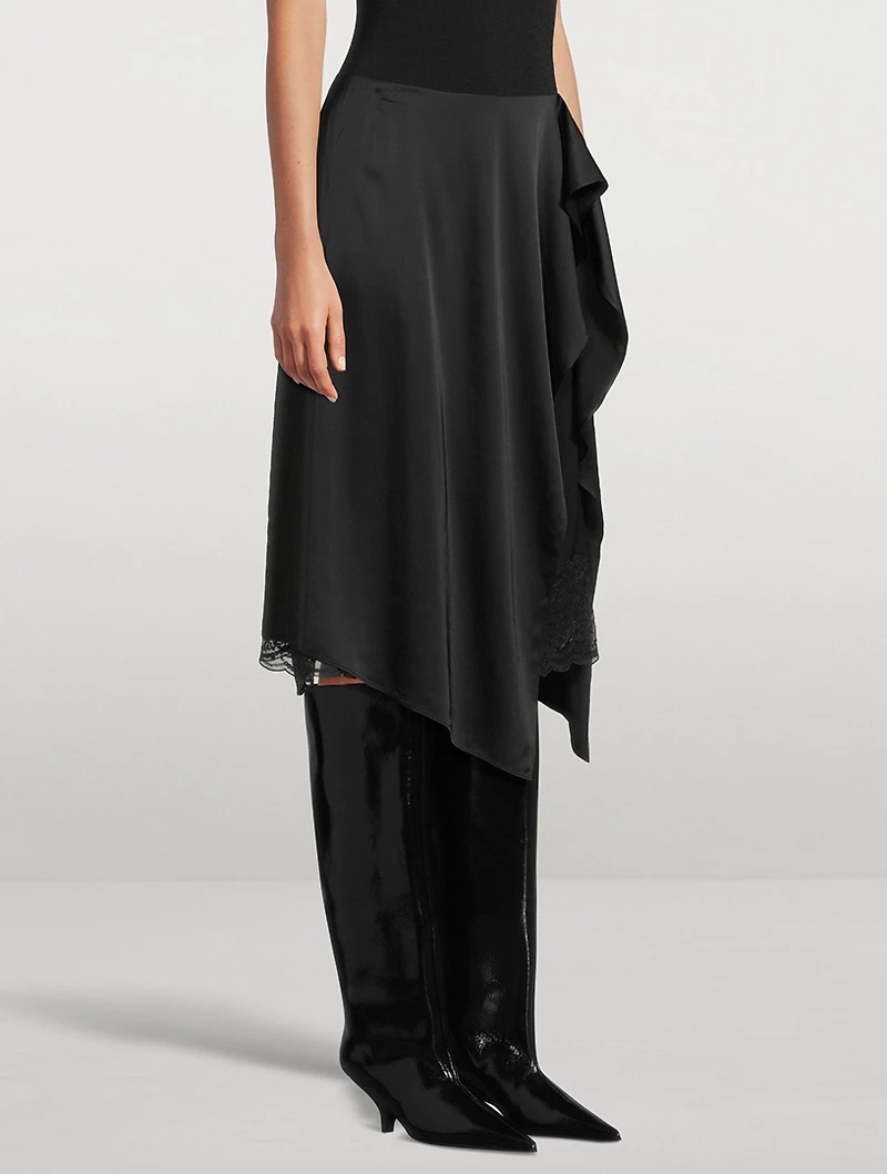 Layered Satin Midi Skirt