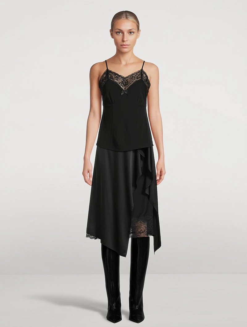 Layered Satin Midi Skirt