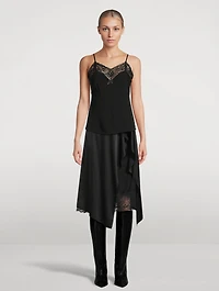 Layered Satin Midi Skirt