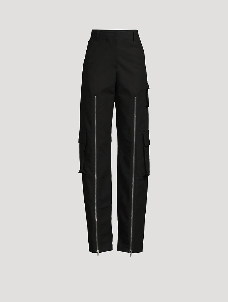 Zipper-Trimmed Cargo Pants