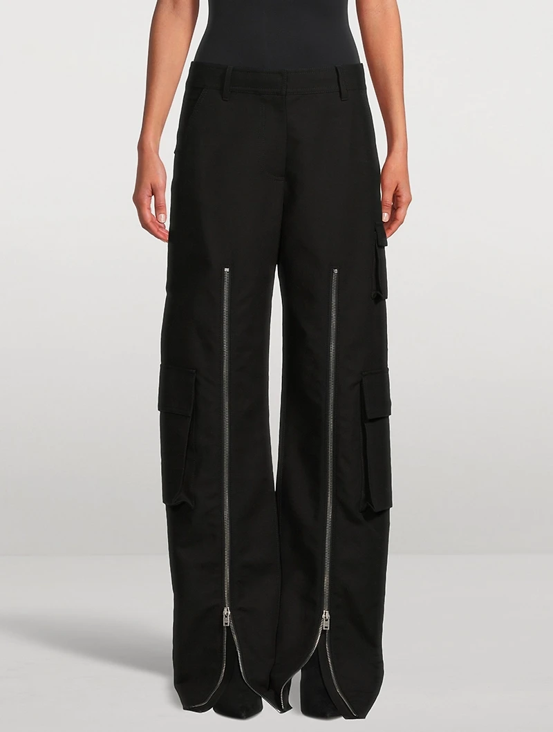 Zipper-Trimmed Cargo Pants