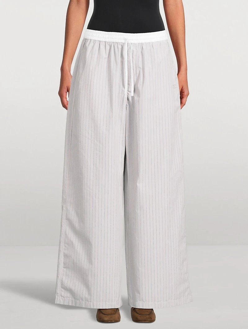 Wide-Leg Trousers Stripe Print