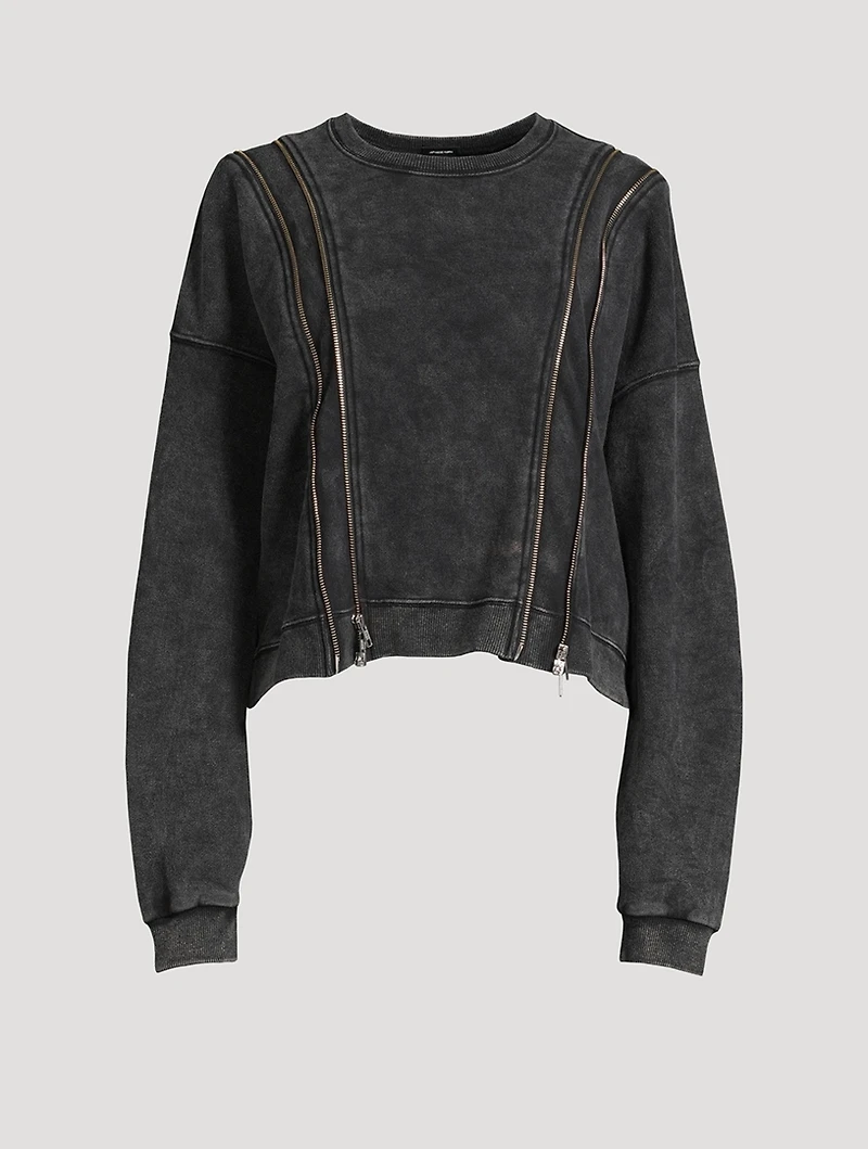 Zipper-Trimmed Sweatshirt