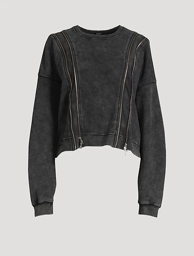 Zipper-Trimmed Sweatshirt