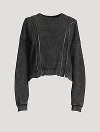 Zipper-Trimmed Sweatshirt