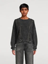 Zipper-Trimmed Sweatshirt