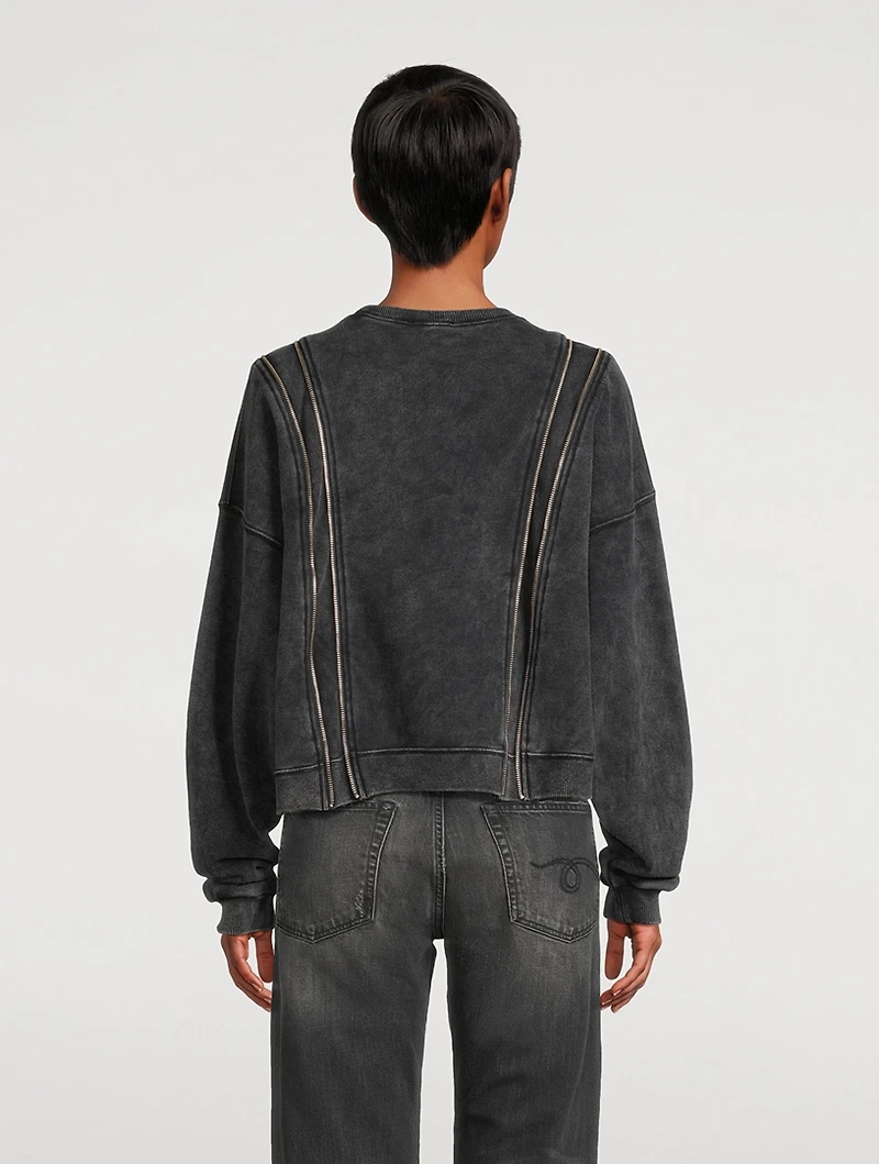 Zipper-Trimmed Sweatshirt