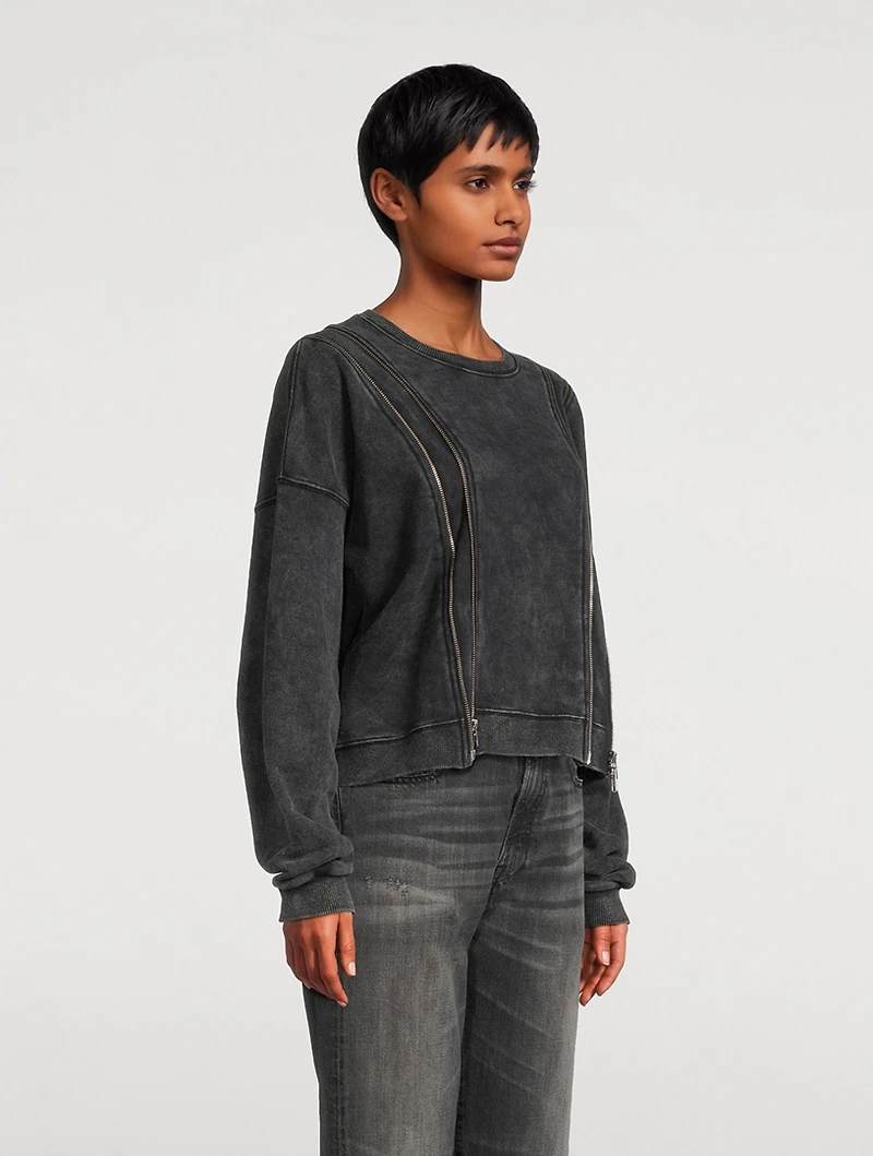 Zipper-Trimmed Sweatshirt