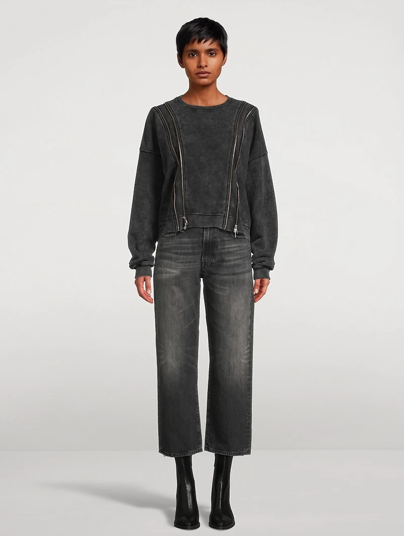 Zipper-Trimmed Sweatshirt
