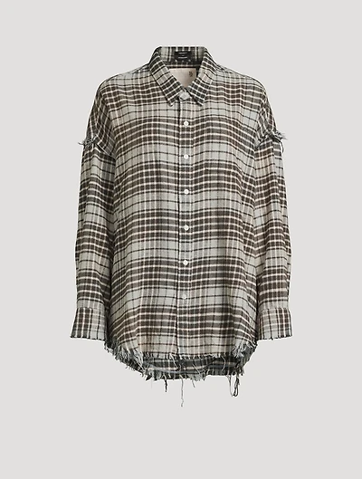 Oversized Shirt Plaid Print