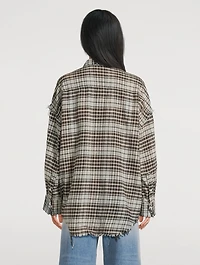 Oversized Shirt Plaid Print