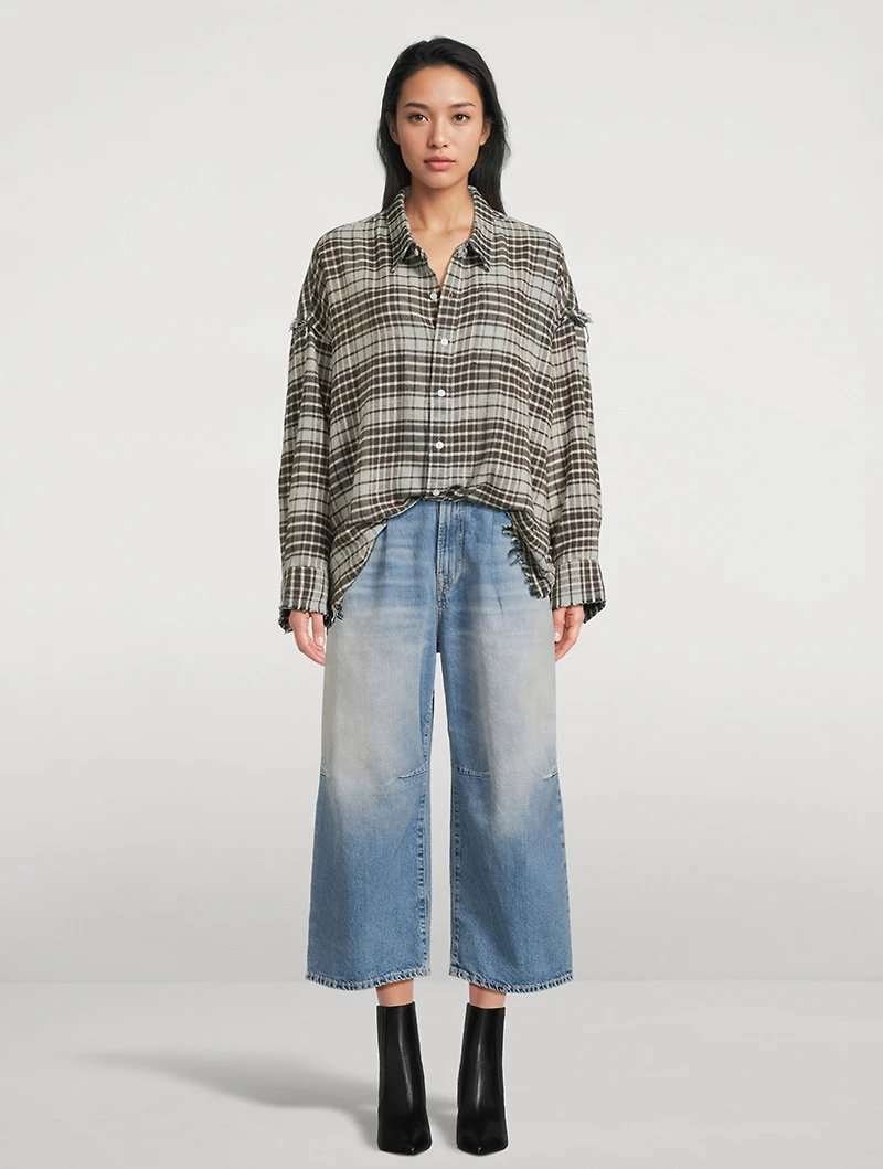 Oversized Shirt Plaid Print