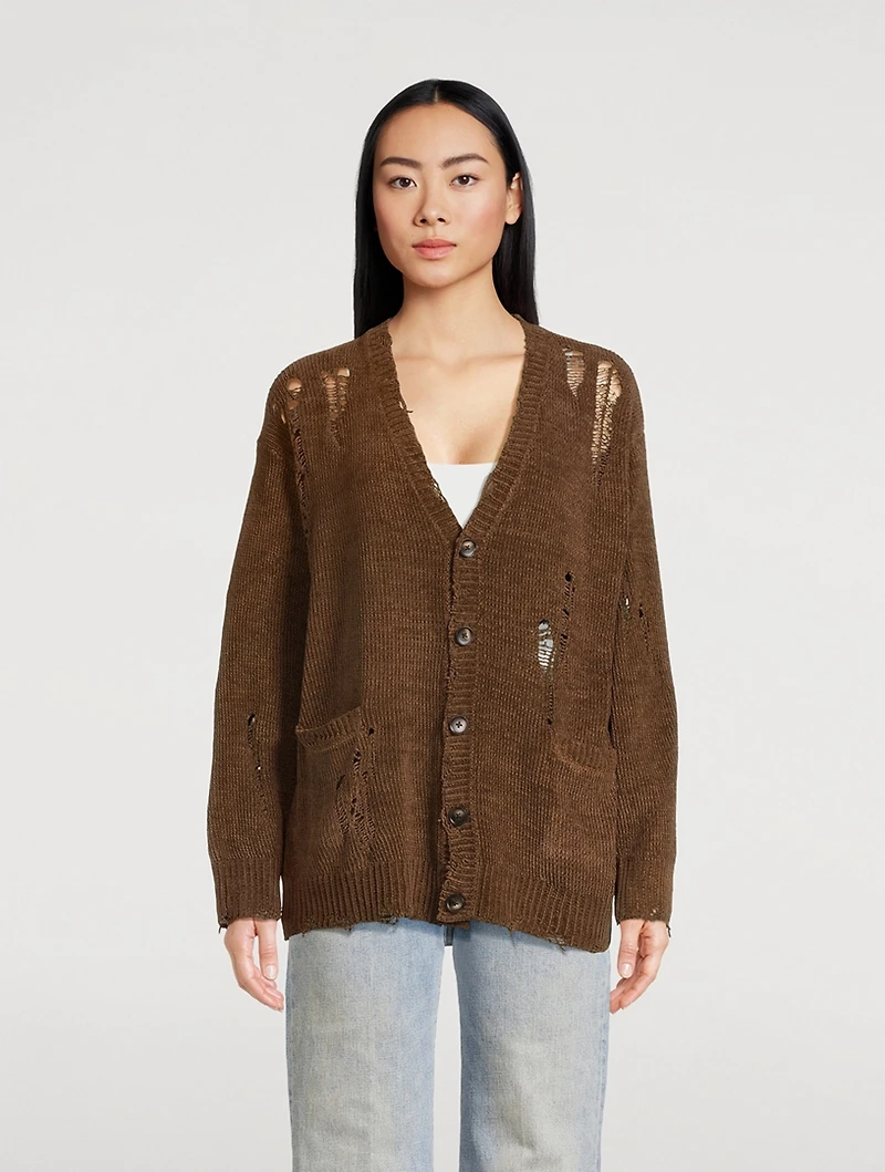 Distressed Chenille Cardigan