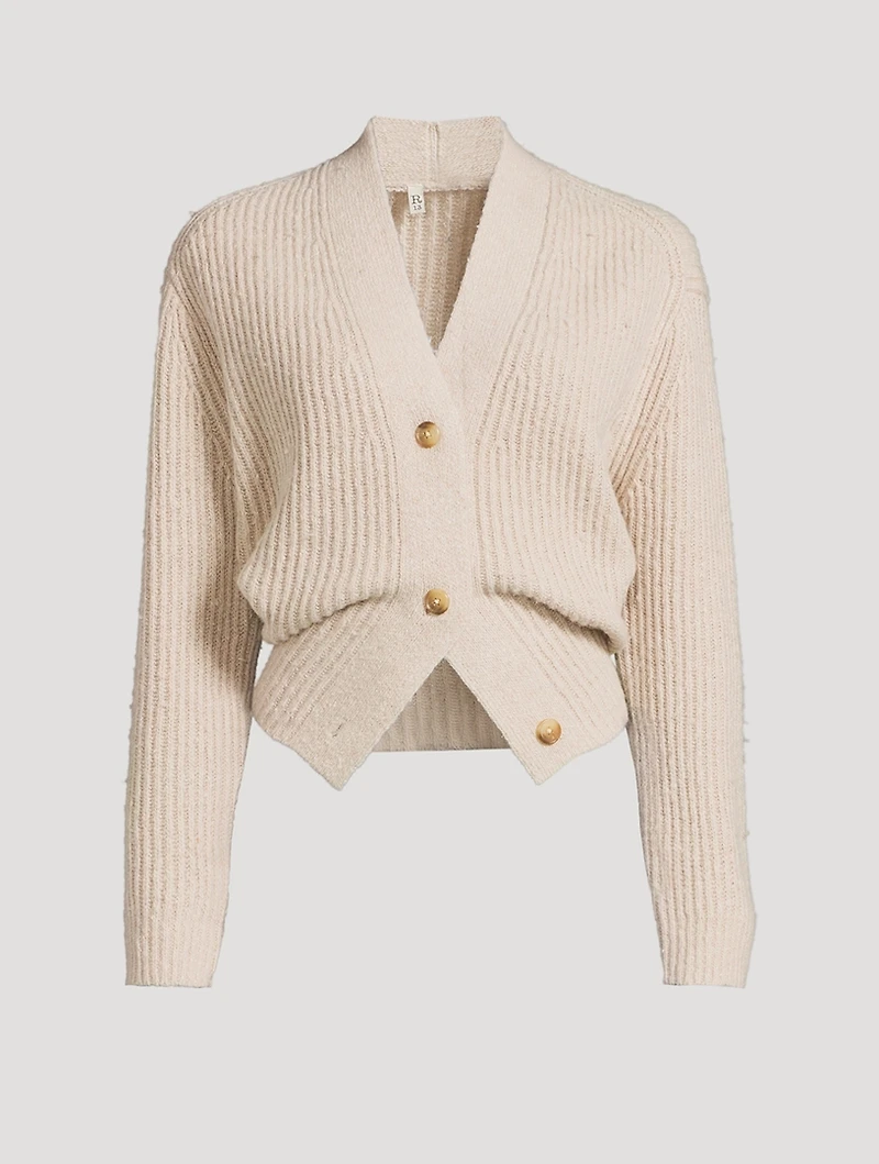 Split-Hem Ribbed Cardigan