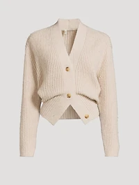 Split-Hem Ribbed Cardigan
