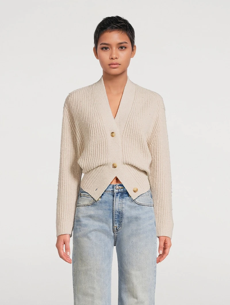 Split-Hem Ribbed Cardigan