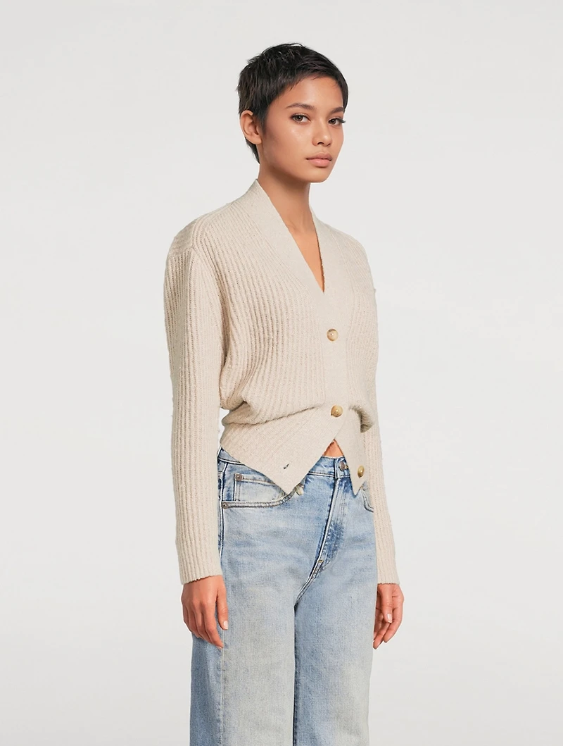 Split-Hem Ribbed Cardigan