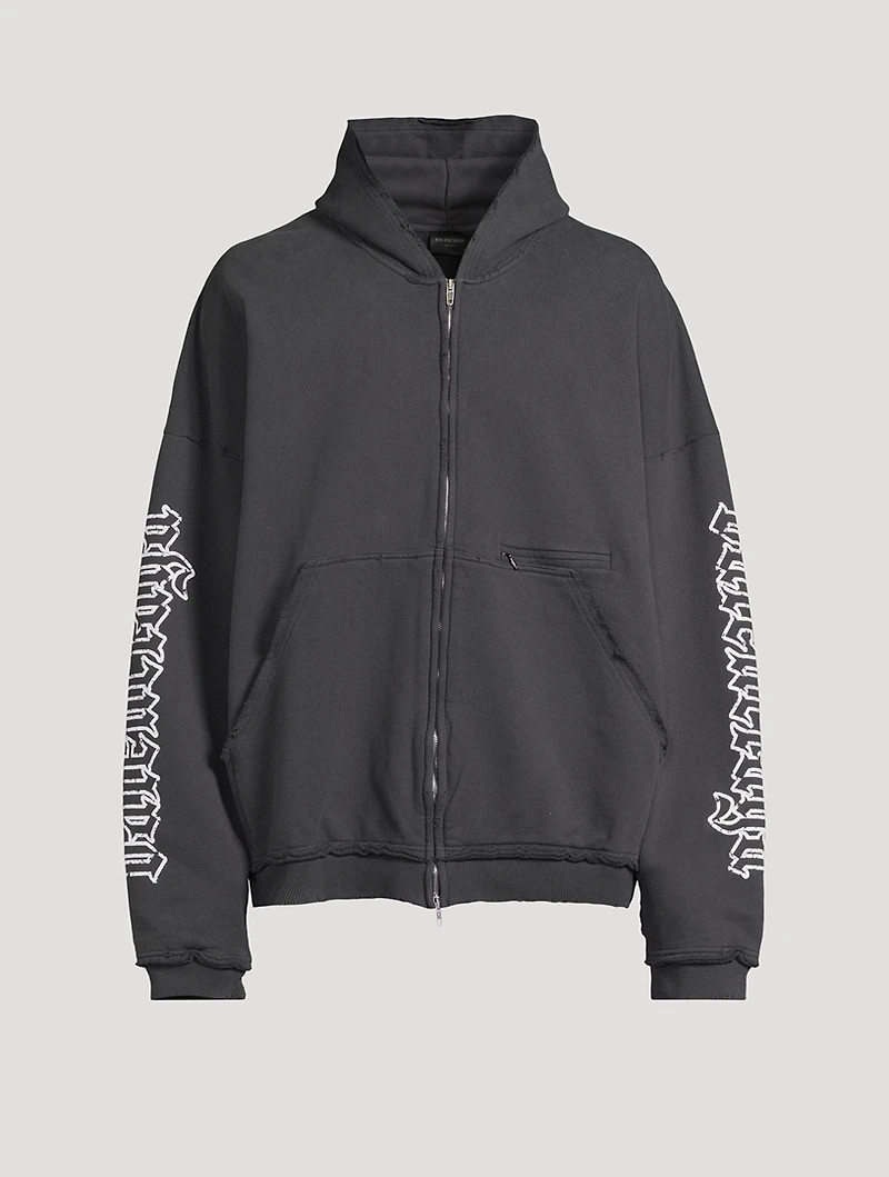 Blackletter Script Zip-Front Hoodie