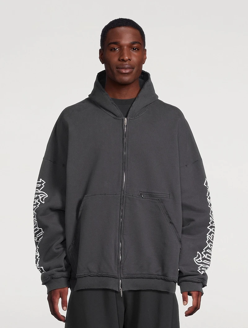Blackletter Script Zip-Front Hoodie