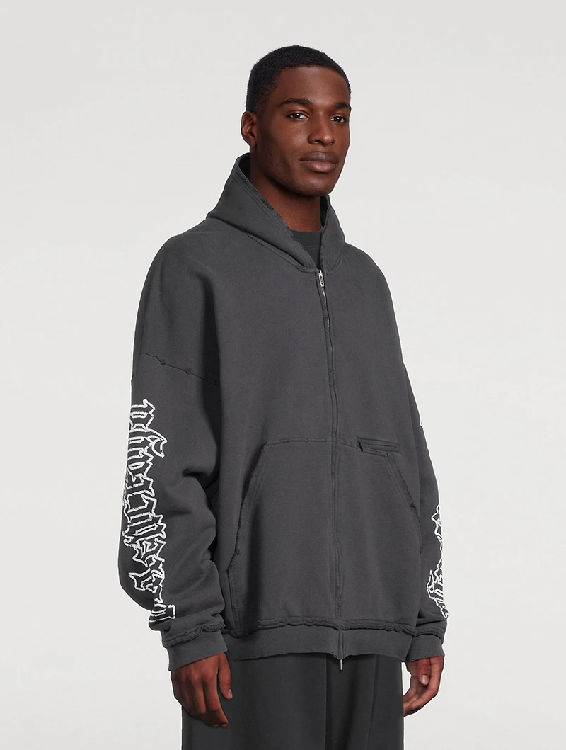 Blackletter Script Zip-Front Hoodie