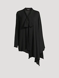 Silk Georgette Tie-Neck Blouse